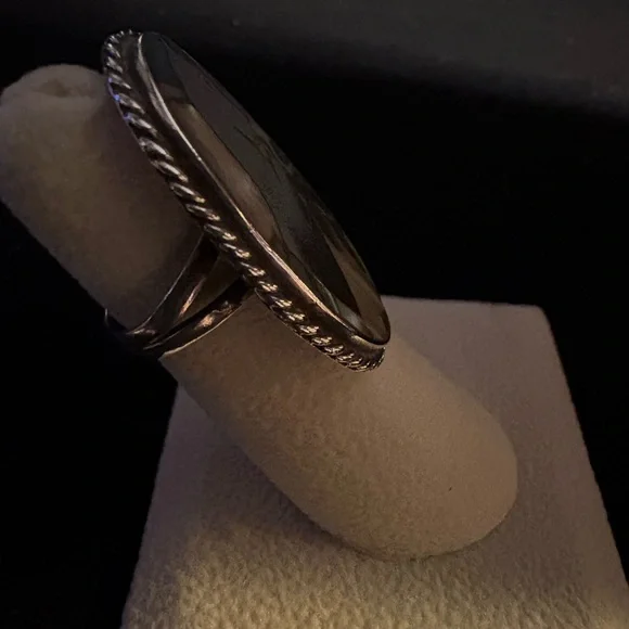 Vintage abalone  and sterling silver ring. Size 6 - Picture 3 of 8